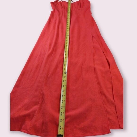 Intermix Josephine Linen Maxi Dress Pink Square Neckline - Picture 4 of 10